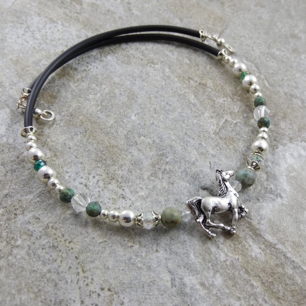 Silver and turquoise horse choker